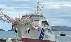 海上保安庁向け大型巡視船の命名・進水式を三菱重工マリタイムシステムズで実施 3,500トン型巡視船「ひろしま」