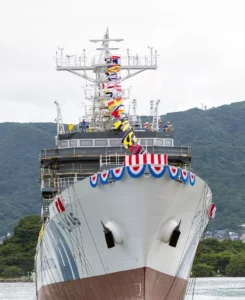 三菱造船、海上保安庁向け大型巡視船「やしま」の命名・進水を下関で実施